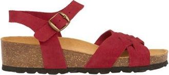 Celtic & Co. Woven Detail Low Wedge Leather Sandal in Red Suede at Nordstrom, Size 11