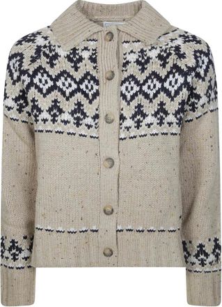 MC2 Saint Barth Cardigan Roundneck Patty Donegal - Dames - Truien - Beige - Maat: XS Zijde