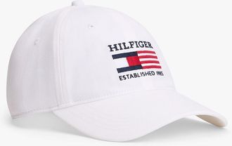Tommy Hilfiger Mens Hilfiger Flag Logo Baseball Cap - Classic White