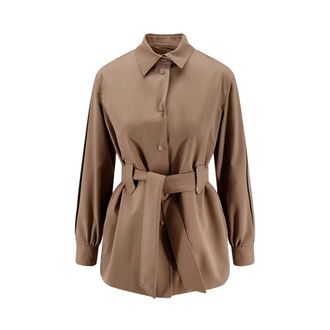 Max Mara Light Jackets, female, Brown, Size: M Agenzia Short Double-Breasted Cape