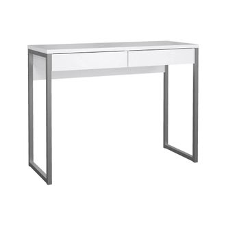 Dmora Scrivania Lineare Con Due Cassetti, Colore Bianco, Misure 101 X 76,5 X 40 Cm, Con Imballo Rinforzato - Dmora
