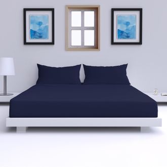 Lewis's Microfibre Sheet Range - Navy - Housewife Pillowcase Pair | TJ Hughes