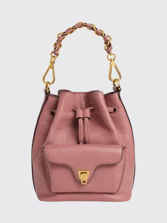 Coccinelle Beat Generation Leather Mini Bucket Bag with Woven Handle
