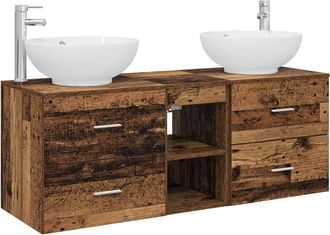 vidaXL Juego De Muebles De Ba&ntilde;o 3 Uds. Madera Envejecida Vidaxl