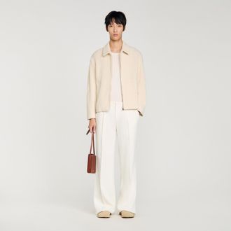 Sandro Knit-effect regular-collar jacket