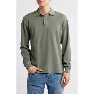 Alex Crane Caza Rib Organic Cotton Long Sleeve Polo in Jade at Nordstrom, Size Xx-Large