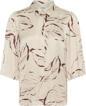 Soaked In Luxury SLClero Printed Shirt SS - Dames - Overhemden - Beige - S - Overhemden