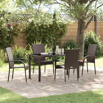 vidaXL Conjunto De Comedor De Jard&iacute;n 5 Pcs Marr&oacute;n Polirat&aacute;n Vidaxl