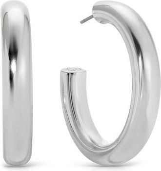 Ettika Medium Thick Classic Hoop Earrings in Rhodium at Nordstrom