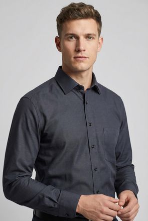 Marvelis Langarmhemd MARVELIS, Herren, Gr. 38, N-Gr, schwarz, Web, Obermaterial: 100% Baumwolle, tailliert normal, 2-Knopf-Manschette, Hemden Langarmhemd, Busi