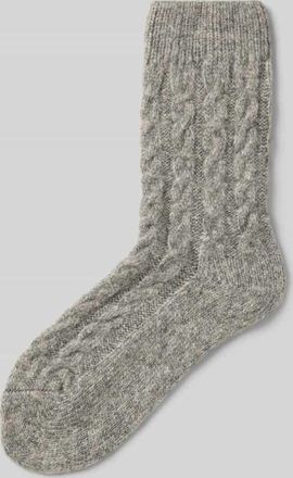 Camano Socken mit Zopfmuster in Hellgrau, Größe 35-38