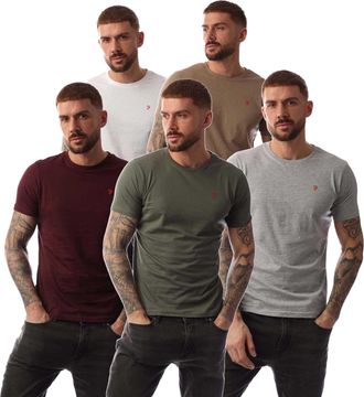 Farah Heren Wardlow Lounge T-Shirt (5-pack) (Grijs/Groen/Wit/Zand/Bourgondi&euml;)