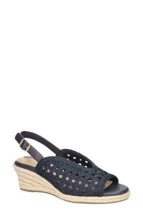 Bella Vita Bethany Slingback Wedge Sandal in Navy Raffia at Nordstrom, Size 6.5