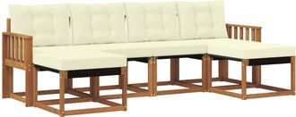 vidaXL Conjunto De Sof&aacute;s De Exterior 6 Uds. Natural Y Crema Vidaxl
