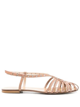 Anna F. Camelia studded sandals - Brown