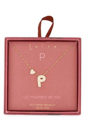 Leith Cubic Zirconia Heart & Bubble Initial Pendant Necklace in P- Clear- Gold at Nordstrom Rack