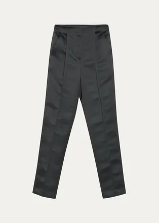 Prabal Gurung Carrot Pleated Satin Tapered-Leg Trousers