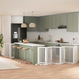 vidaXL Puerta De Perros Plegable 15 Paneles Madera &Aacute;lamo Blanca 750 Cm Vidaxl