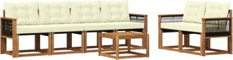vidaXL Conjunto De Sof&aacute;s De Exterior 7 Uds. Natural Y Crema Vidaxl