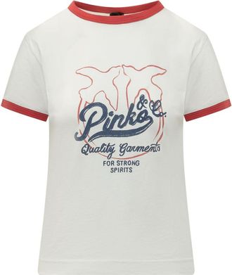 Pinko White Graphic Crew Neck T-Shirt