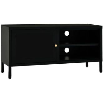 vidaXL Mueble Para El Televisor Acero Y Vidrio Negro 90x30x44 Cm Vidaxl
