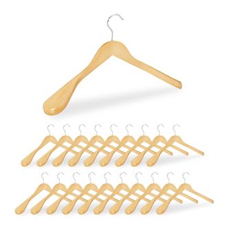 Relaxdays Pack De 20 Perchas Traje Anchas, Para Chaquetas, Abrigos O Vestidos, Madera, 45 Cm De Ancho, Marr&oacute;n Claro