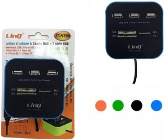 Trade Shop Trade Shop - Lector De Tarjetas De Memoria Reader Combo Hub 3 Puertos Usb 2.0 Ms M2 Sd Tf It-h599
