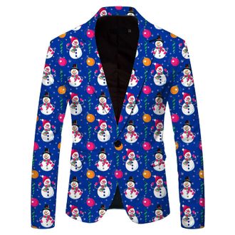 Generic Mens Christmas Suits Blazer Slim Fit Lapel One Button Suit Tuxedo Jacket Novelty Blazer Jacket Men Xmas Costume Party Outfit Tuxedo Suits Business Wed