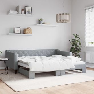 vidaXL Sof&aacute; Cama Nido Tela Gris Claro 90x190 Cm Vidaxl