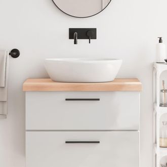 vidaXL Encimera De Ba&ntilde;o Madera Maciza Sin Tratar 80x60x(2-6) Cm Vidaxl