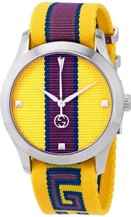 Gucci G-Timeless Yellow with Stipes Motif Dial Unisex Watch YA1264069