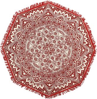 Beliani Beliani - Alfombra De Sala De Estar Estilo Oriental De Algod&oacute;n Roja &Oslash; 120 Cm Mezitili