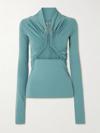 Rick Owens Maglia Cut-out In Jersey Stretch Arricciato - Blu
