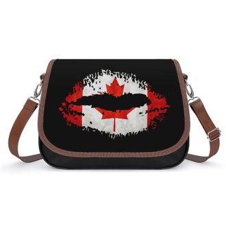 Generic Canada Lip Flag Crossbody Bags for Women Fashion Leather Shoulder Handbags With Adjustable Strap