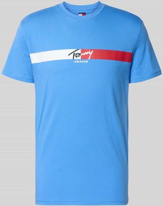 Tommy Jeans Regular Fit T-Shirt aus reiner Baumwolle in Metallic Blue, Gr&ouml;&szlig;e XXL