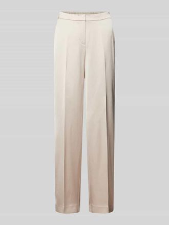 Comma Straight Leg Stoffhose mit elastischem Bund in Beige, Gr&ouml;&szlig;e 36