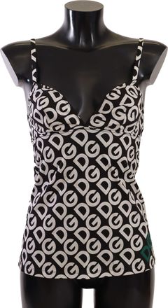 Dolce & Gabbana Black White Logo Print Camisole Top Womens Underwear