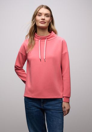 Street One Sweatshirt STREET ONE, Damen, Gr. 34, striking coral, Sweatware, Obermaterial: 46% Modal, 46% Polyester, 8% Elasthan, unifarben, bequem h&uuml;ftbedeckend,