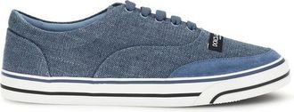 Dolce & Gabbana Blauwe Leren Laag Top Sneakers
