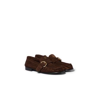 Miu Miu Suede Loafers With Buckle, Woman, Dark Brown, Size 35,5