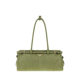 Prada Green Nabuk Prada Bonnie Shoulder Bag Agave N Borse A Mano