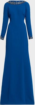 Teri Jon Beaded Crepe Gown