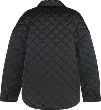 Toteme Womens Quilted Jacket With Collar Black Polyester Trench & Raincoats