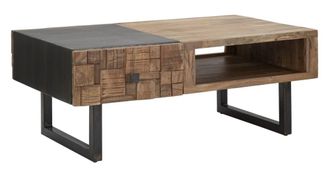 Mauro Ferretti Mesa de centro de madera marr&oacute;n con cajones cm 110x60x43