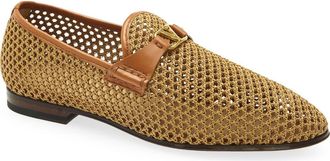 Valentino Garavani Wolfe Woven Raffia Loafer in Beige at Nordstrom, Size 46