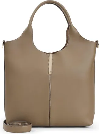 Tod's Lentil Brown Leather Ebr Double Handles Little Bag-Donna