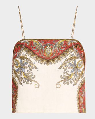 Veronica Beard Rhea Paisley Cropped Tank Top