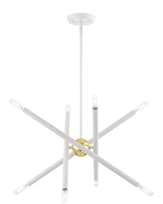Livex Lighting 8-Light White With Polished Brass Pendant Lantern
