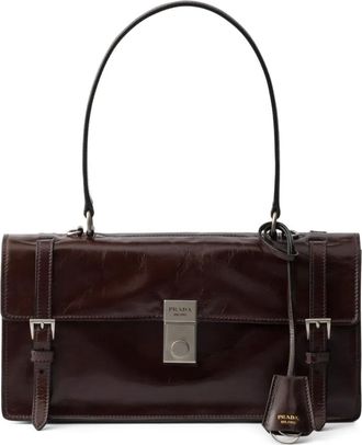 Prada Borsa tote media in pelle - Marrone