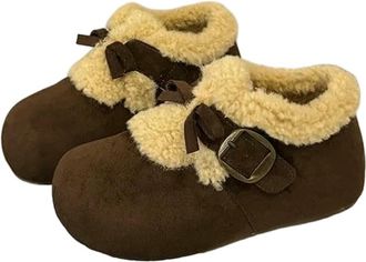 Generic YUJIEBB Retro Thick Bottomed Fleece Lined Snow Boots Womens Autumn Winter Style Warm Cotton Shoes Round Toe